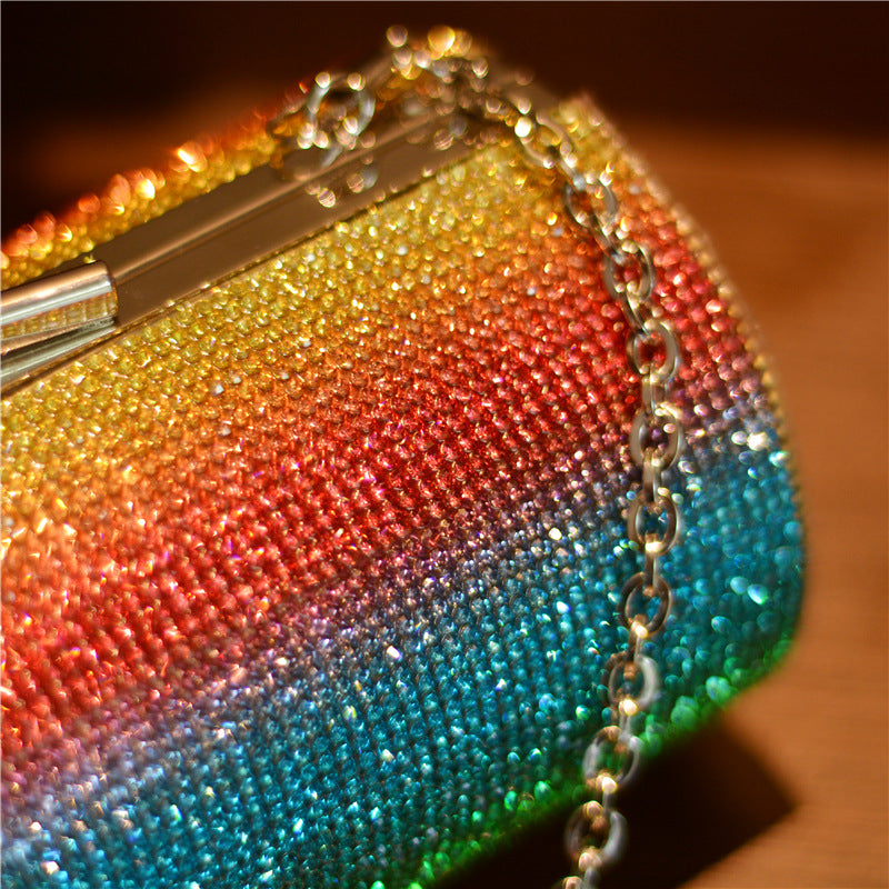 Sarah Express Rainbow Gradient Rhinestone Evening Clutch Bag