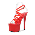 Sarah Express Transparent Strap Stiletto Platform Sandals Red