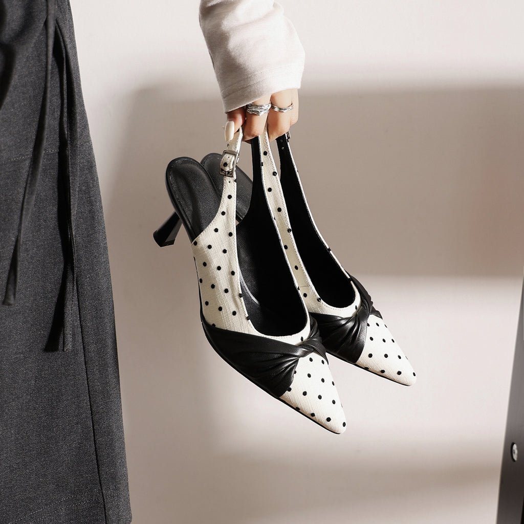 Sarah Express Polka Dot Lambskin Slingback Pumps