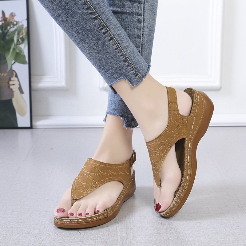 Sarah Express Casual Wedge Heel Buckle Strap Sandals