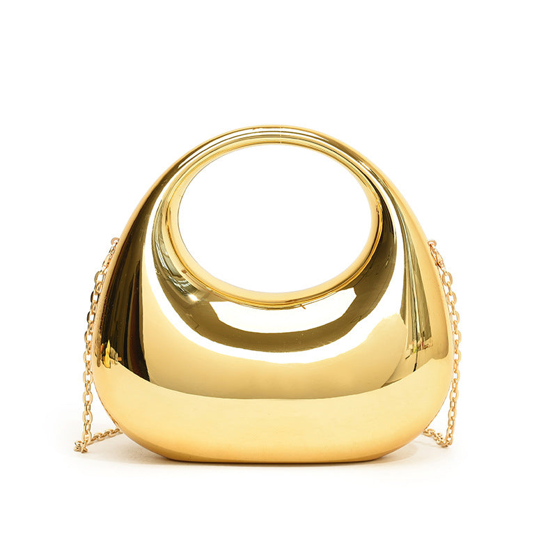 Sarah Express Acrylic Crescent Chain Shoulder Handbag Gold