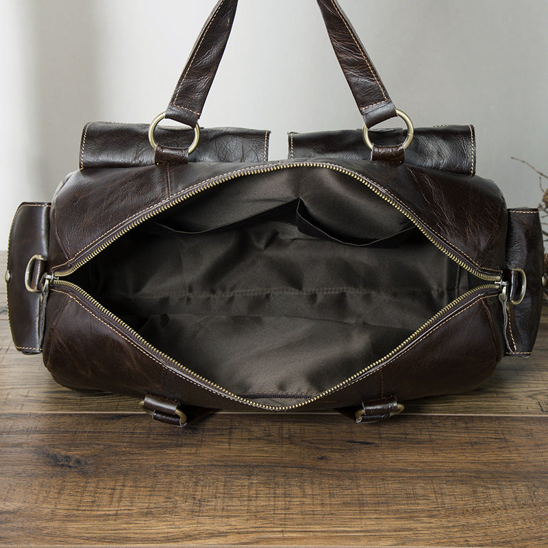 Sarah Express Retro Cowhide Leather Business Document Bag