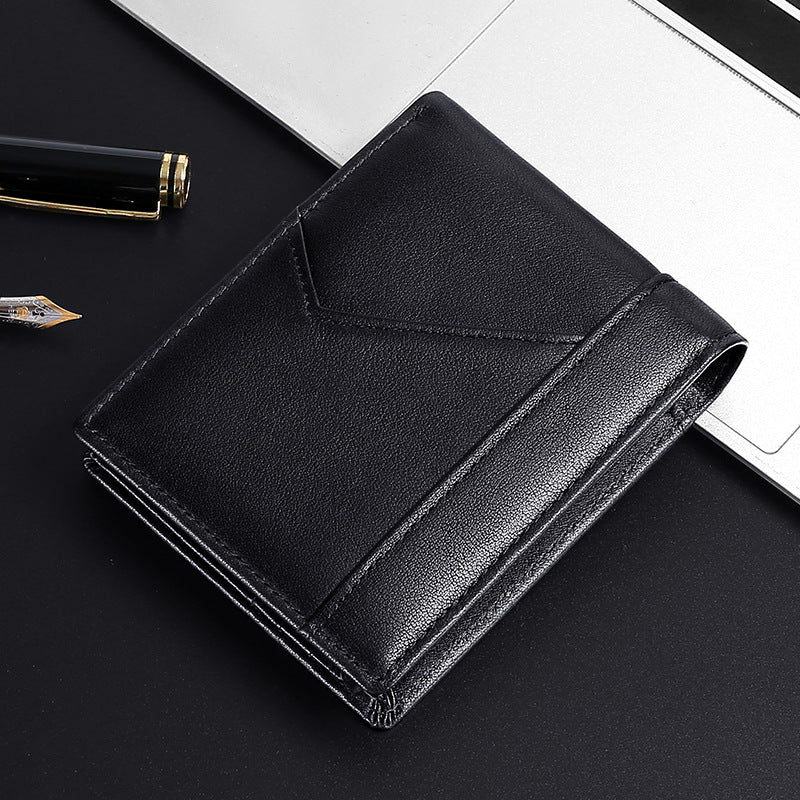 Sarah Express Men's Leather Trifold Business Wallet Black