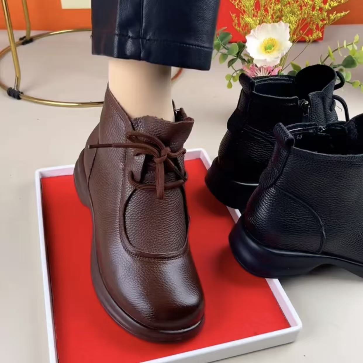 Sarah Express British-Style Flat Ankle Boots
