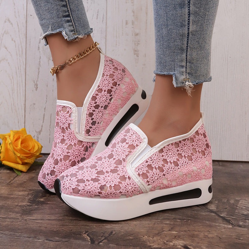 Sarah Express Lace Mesh Platform Slip-On Flats