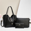 Sarah Express Three-Piece Embossed Crocodile Pattern Tote Set Black
