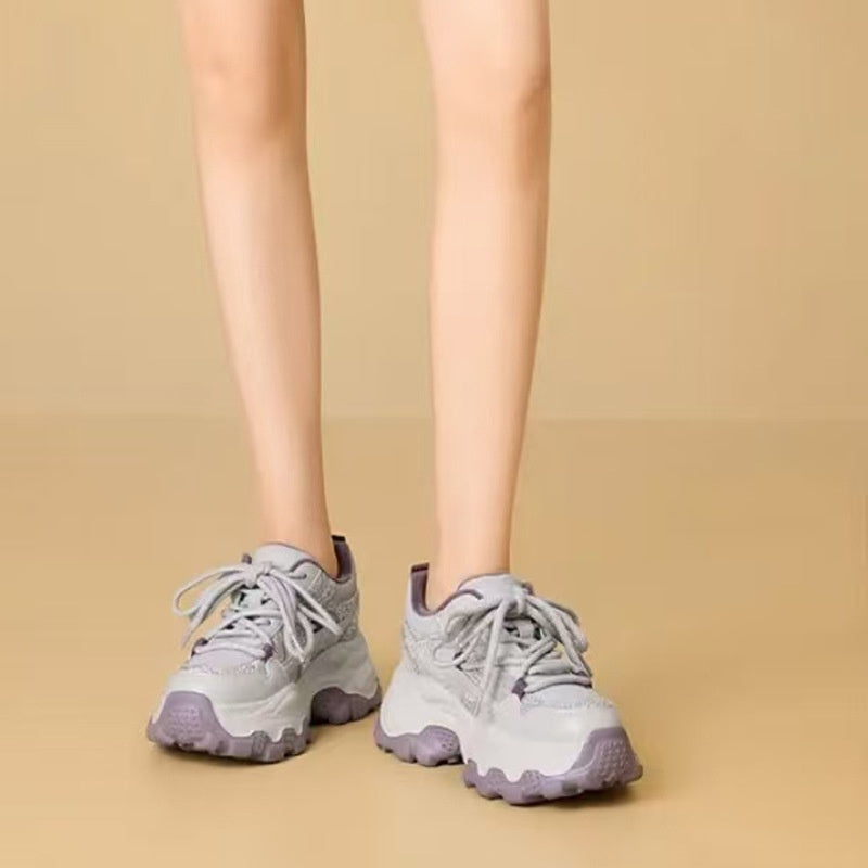 Sarah Express Hidden Wedge Square Toe Platform Sneakers