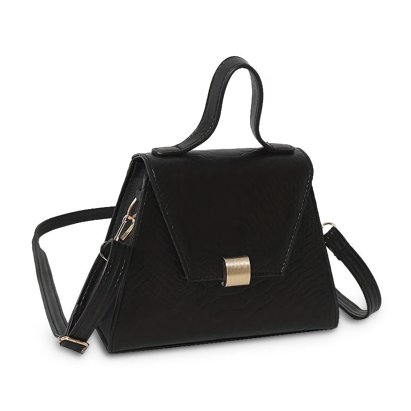 Sarah Express Structured Square PU Leather Crossbody Bag Black