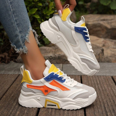 Sarah Express Breathable Mesh Platform Lace-Up Sneakers