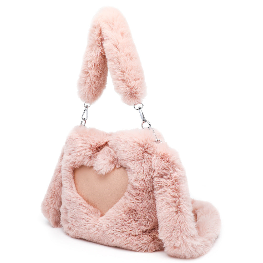 Sarah Express Plush Heart Detail Messenger Bag