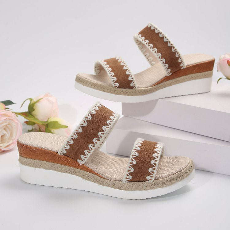 Sarah Express Woven Suede Platform Wedge Sandals