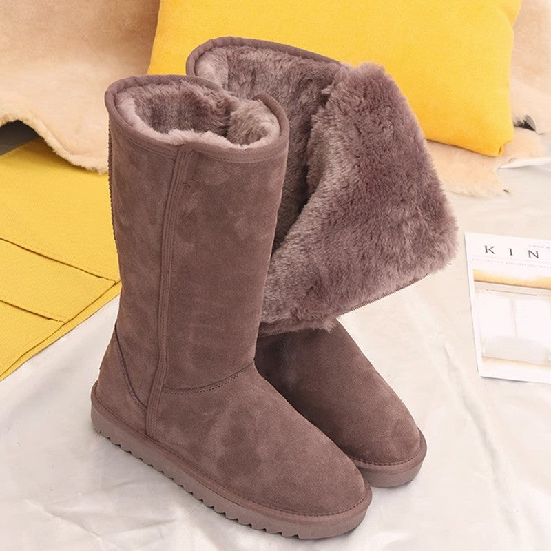 Sarah Express Fleece-Lined Suede Winter Boots Side Zipper