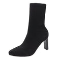 Sarah Express Women's Chunky Heel Thigh High Boots Black Single Liner