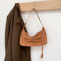 Sarah Express Matte Cowhide Leather Structured Crossbody Bag Brown