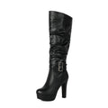 Sarah Express Women's Black Chunky Heel Platform Boots Black