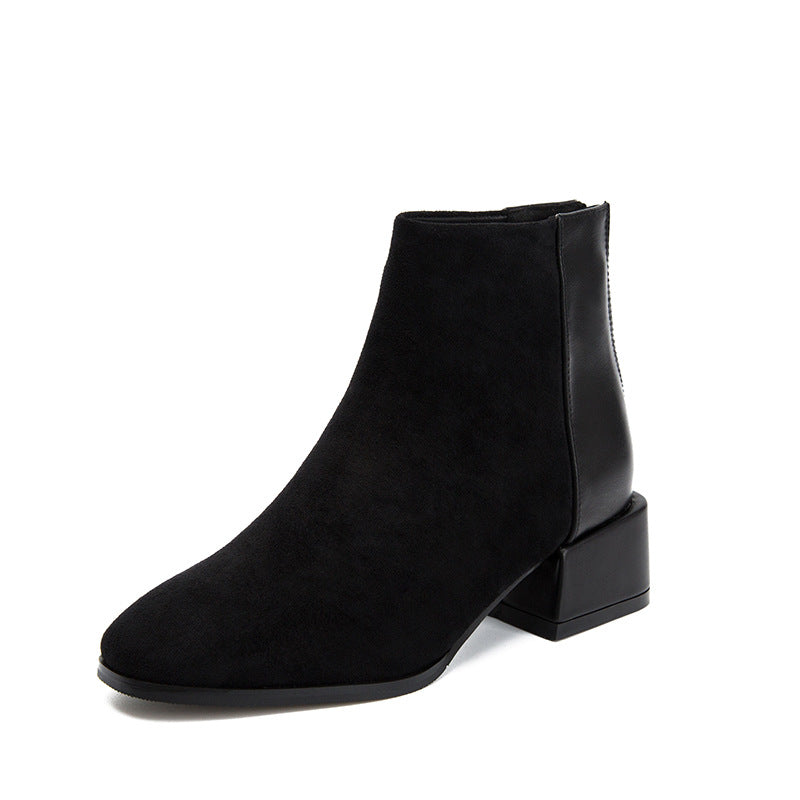 Retro Square Heel Pointed Toe Ankle Boots Fashion Versatile Chelsea Boot Women's Shoes – product detail alternate view 11