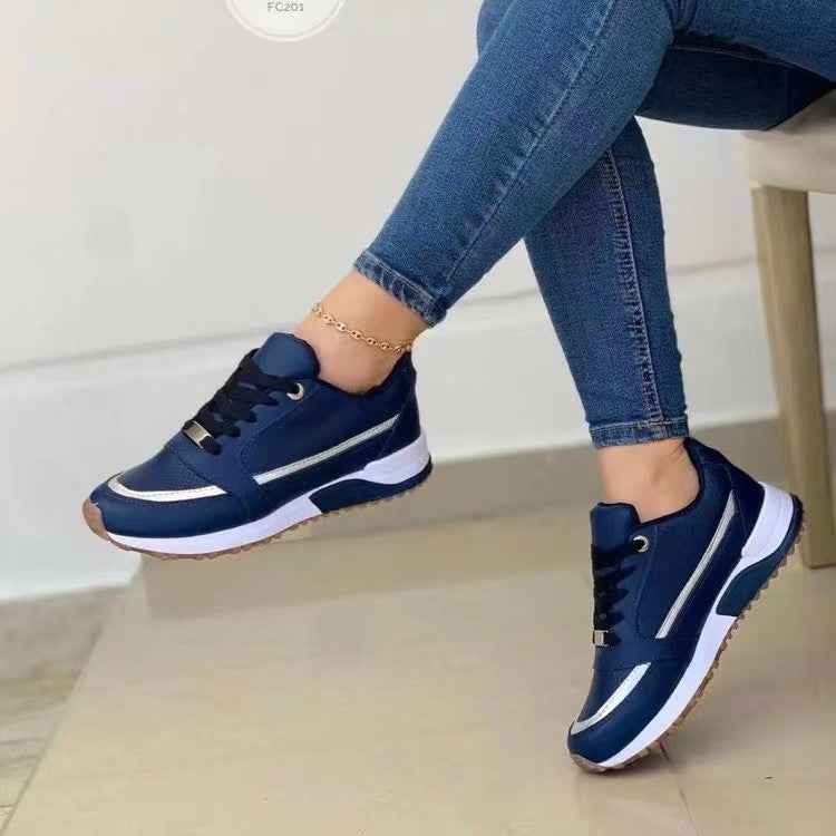 Sarah Express Sequin Lace-Up Casual Walking Sneakers