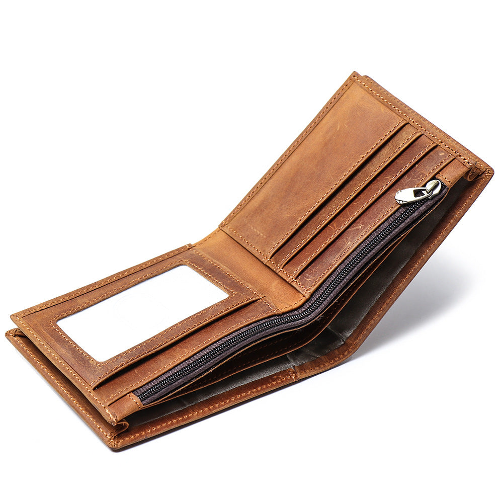 Sarah Express Retro Cowhide Leather Short Wallet