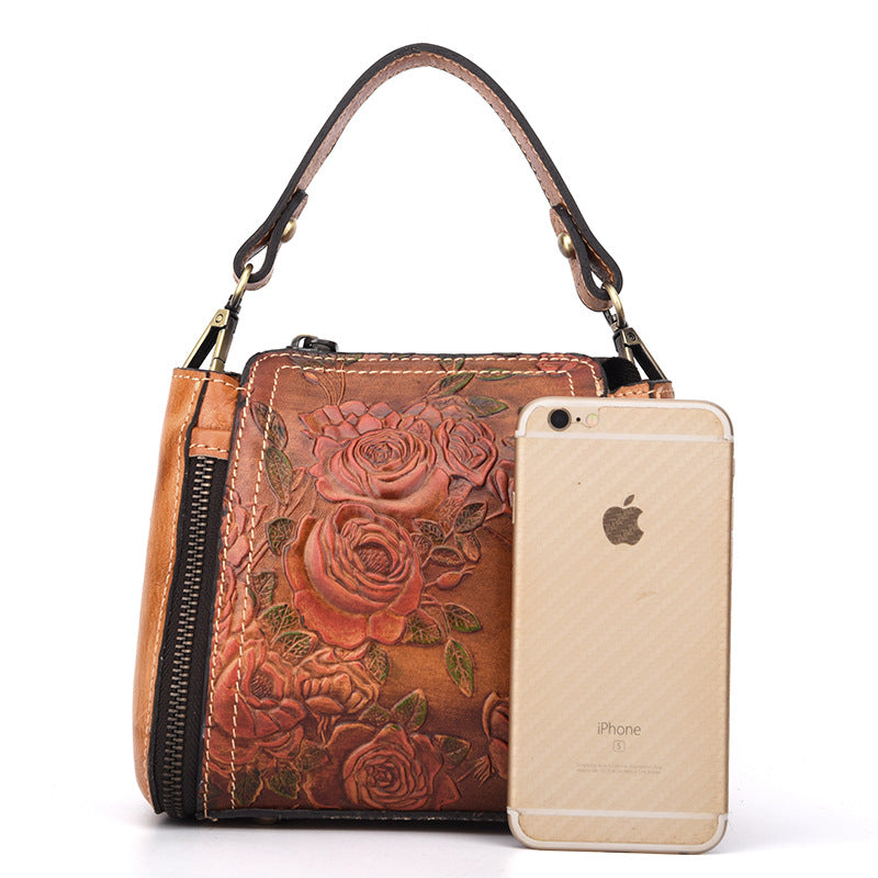 Sarah Express Embossed Floral Small Bucket Handbag