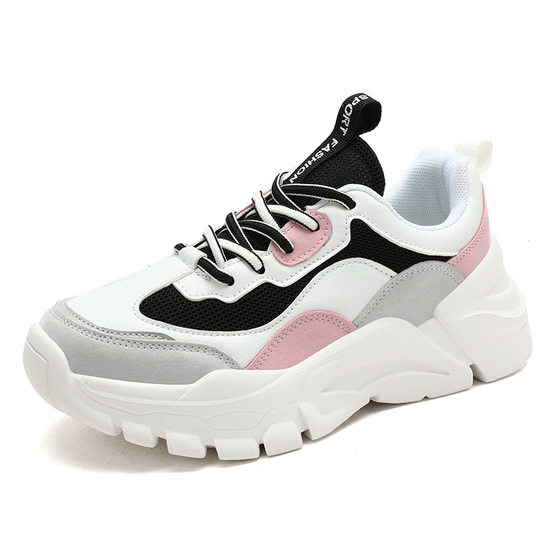 Sarah Express Casual Lace-Up Platform Dad Sneakers White Powder