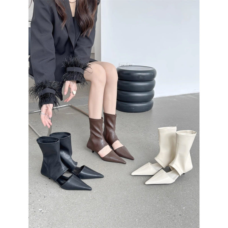 Sarah Express French Style Pointed Toe Stiletto Boots