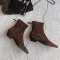 Sarah Express Women's Slim-Fit Square Toe Ankle Boots Brown Single Lining