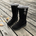 Sarah Express Fleece Lined Mid Calf Wedge Boots Black