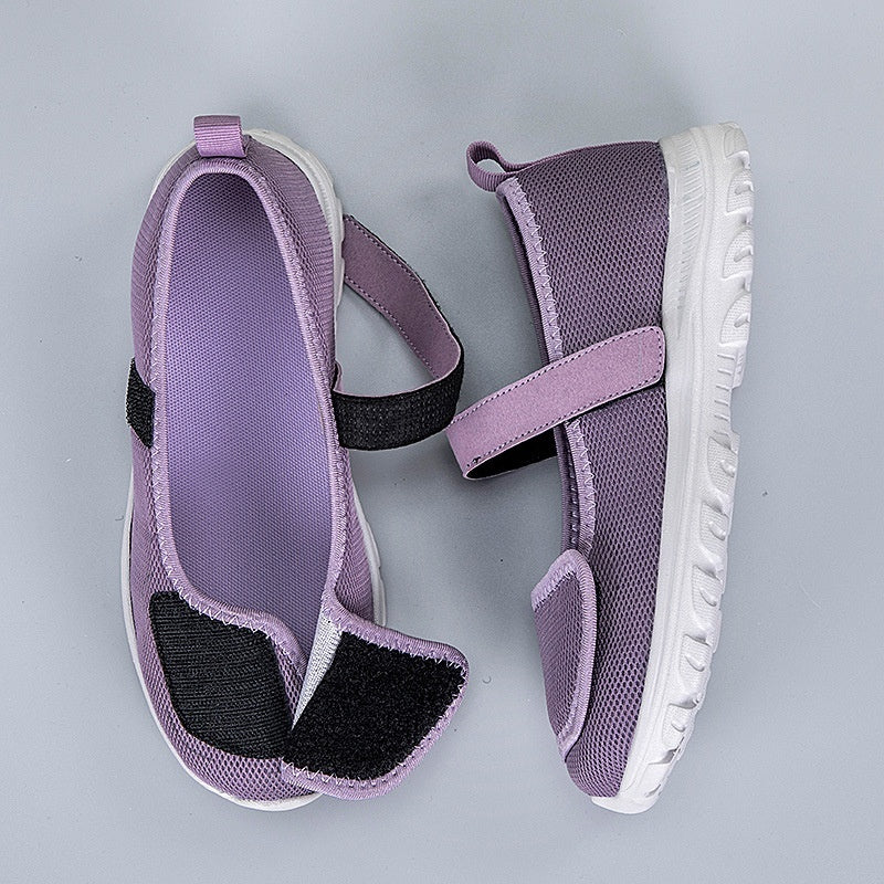 Sarah Express Wide Toe Mesh Granny Walking Flats