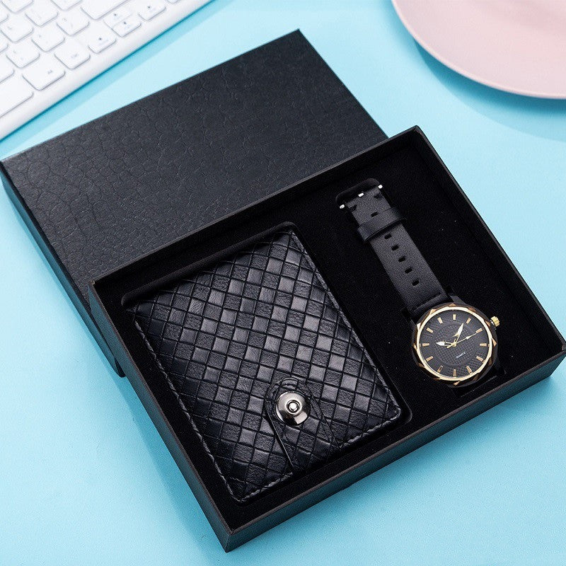 Sarah Express Men's Leather Wallet and Watch Set