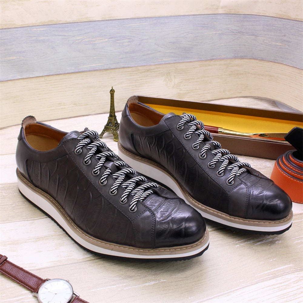 Sarah Express Embossed Pattern Lace Up Men Shoes