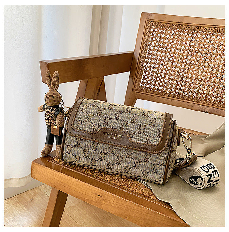 Sarah Express Bear Print Canvas Shoulder Bag