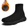 Sarah Express Women's Elastic Sock Sneakers Black plus velvet