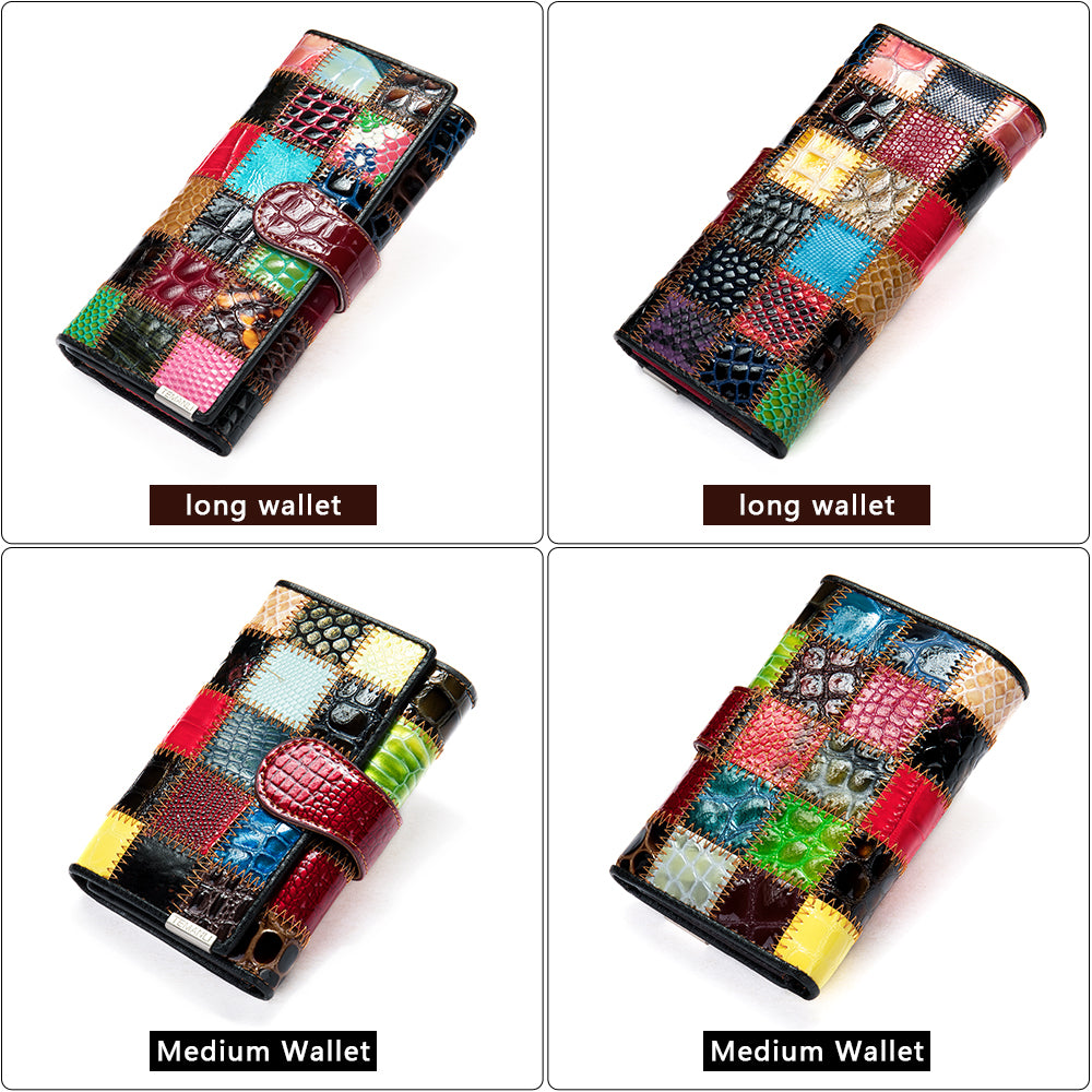 Sarah Express Colorful Patchwork Leather Long Wallet