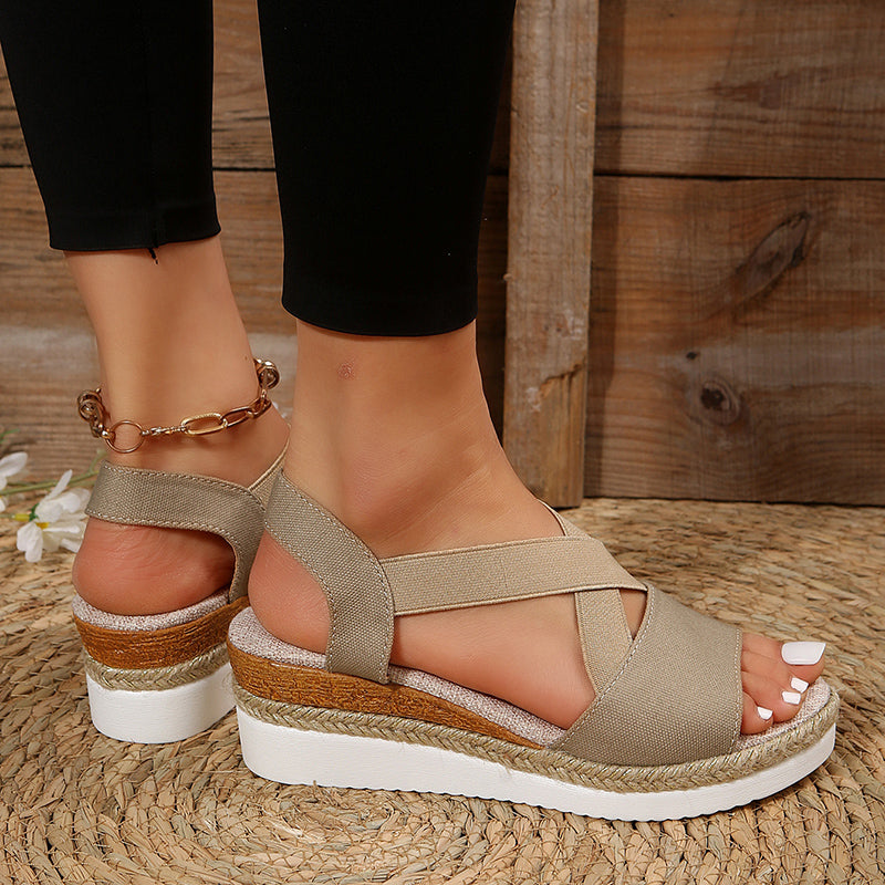 Sarah Express Cross-Strap Platform Wedge Gladiator Sandals