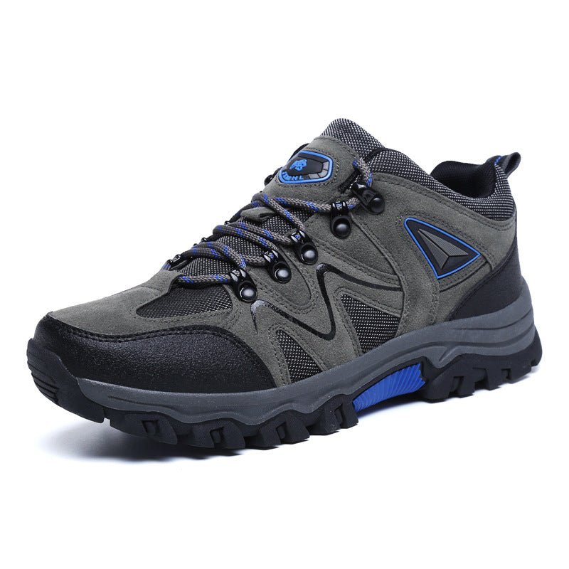 Sarah Express Men's Suede Low Top Hiking Shoes Grey blue