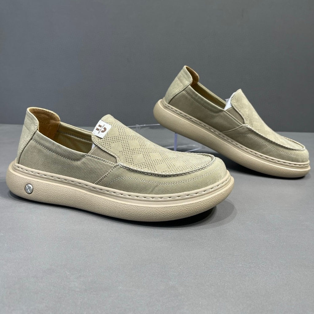 New Summer Men's Canvas Shoes, Thick Sole Light Skate Shoes, Wide Toe Casual Sneakers – product detail alternate view 5