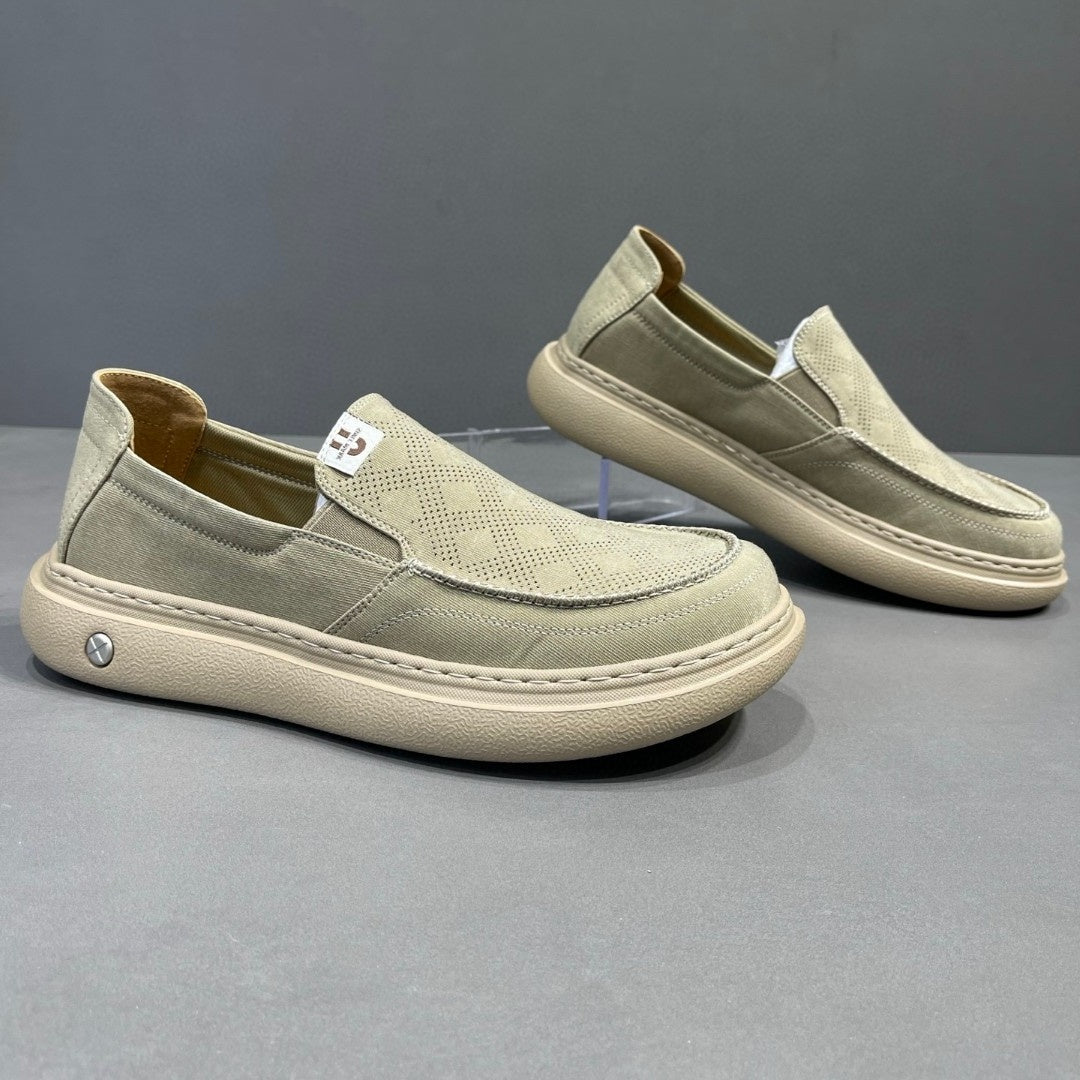 New Summer Men's Canvas Shoes, Thick Sole Light Skate Shoes, Wide Toe Casual Sneakers – product detail alternate view 5