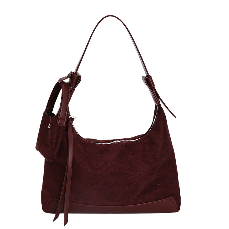 Sarah Express Retro Suede Dumpling Crossbody Shoulder Bag