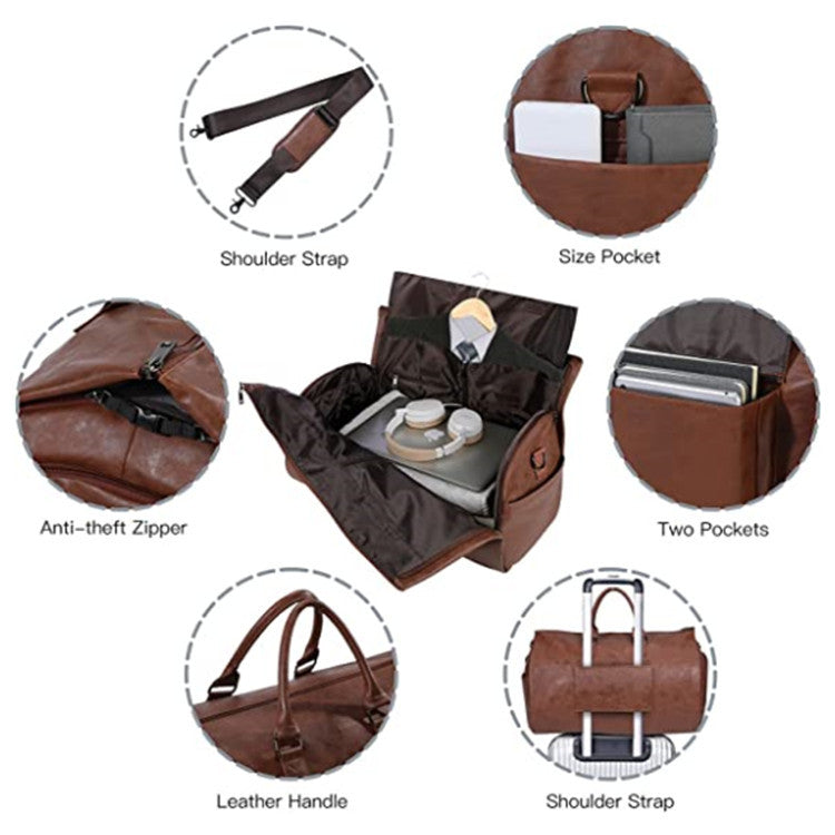 Sarah Express Convertible Retro PU Leather Travel Duffle Bag