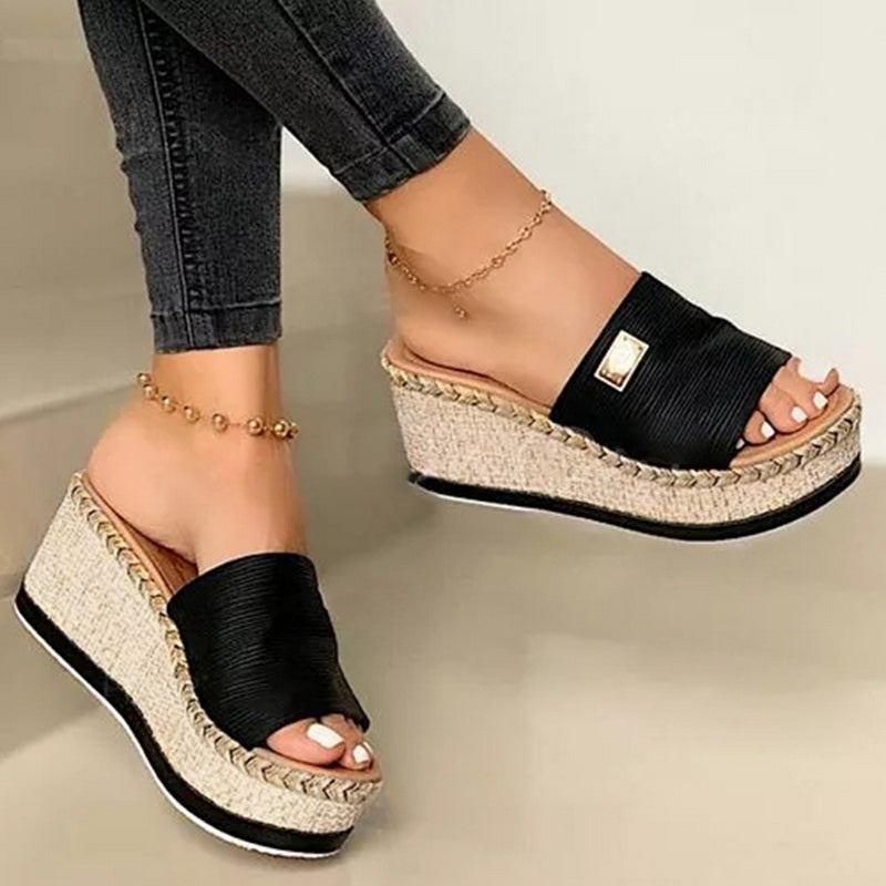 Sarah Express Women's Cutout Platform Wedge Sandals