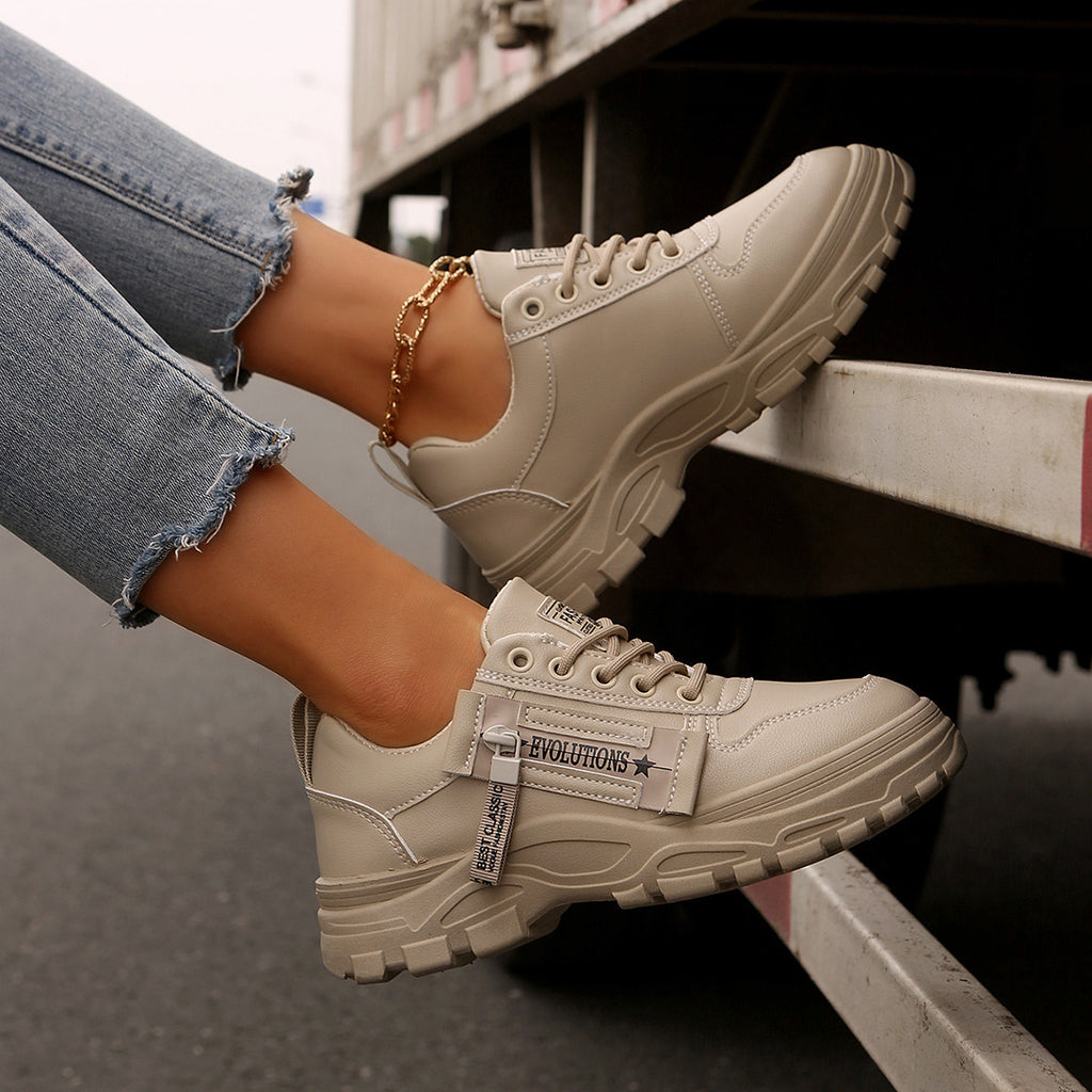 Sarah Express Women's Lace-Up Sneakers with Side Zipper