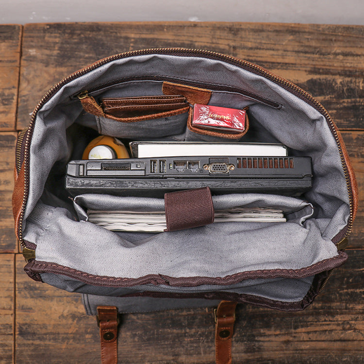 Sarah Express Retro Genuine Leather Men's Travel Backpack