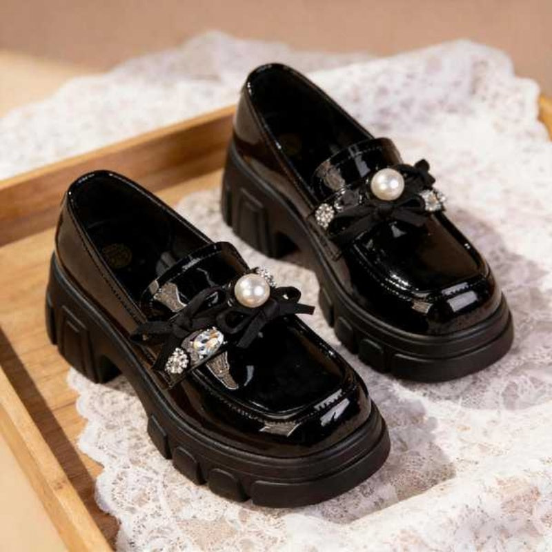 Sarah Express Platform Loafers With Pearl And Crystal Black