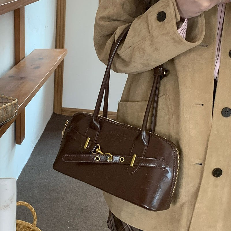Sarah Express Retro Shell Crossbody Bag Brown