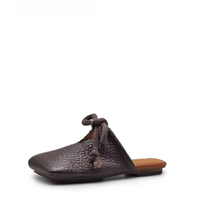 Sarah Express Square-Toe Retro Bow Tie Slide Sandals