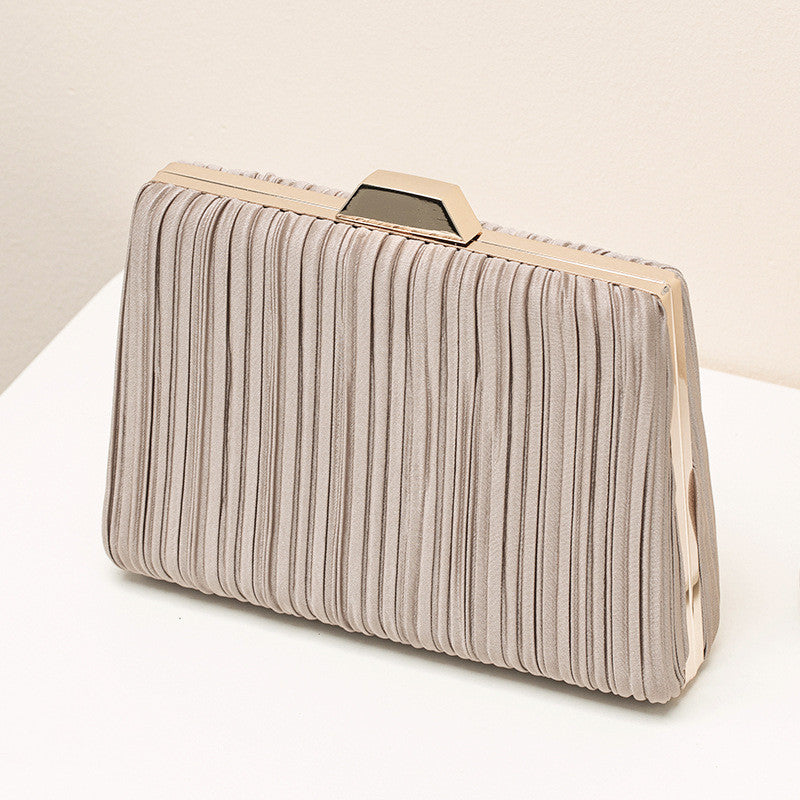 Sarah Express Pleated Evening Clutch Shoulder Bag Khaki