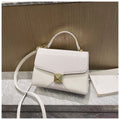 Sarah Express Stone Pattern Stitching Structured Shoulder Bag Creamy White