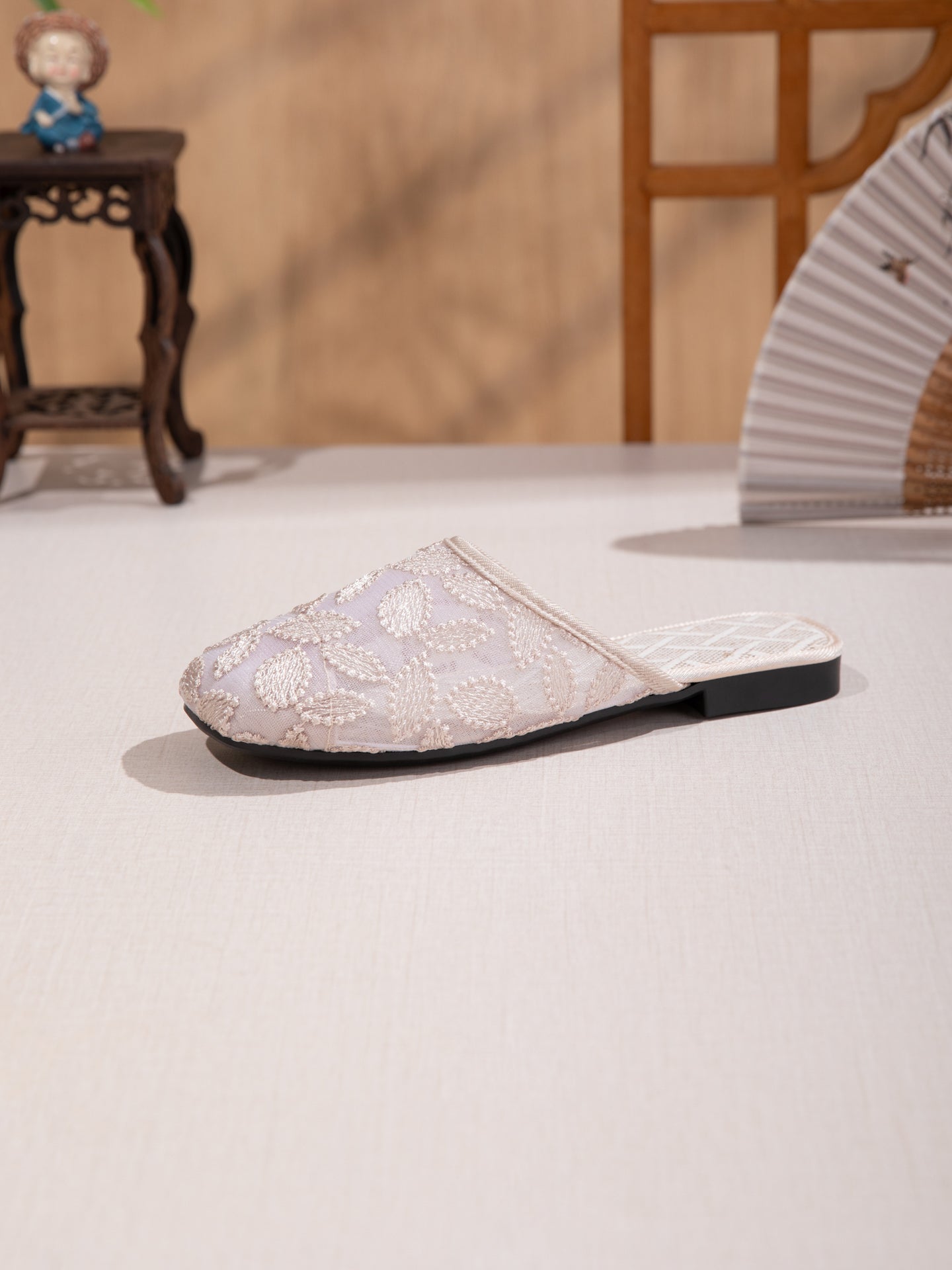 Sarah Express Women's Embroidered Mesh Mule Flats