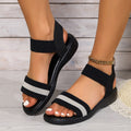 Sarah Express Color-Block Elastic Open-Toe Flat Sandals White