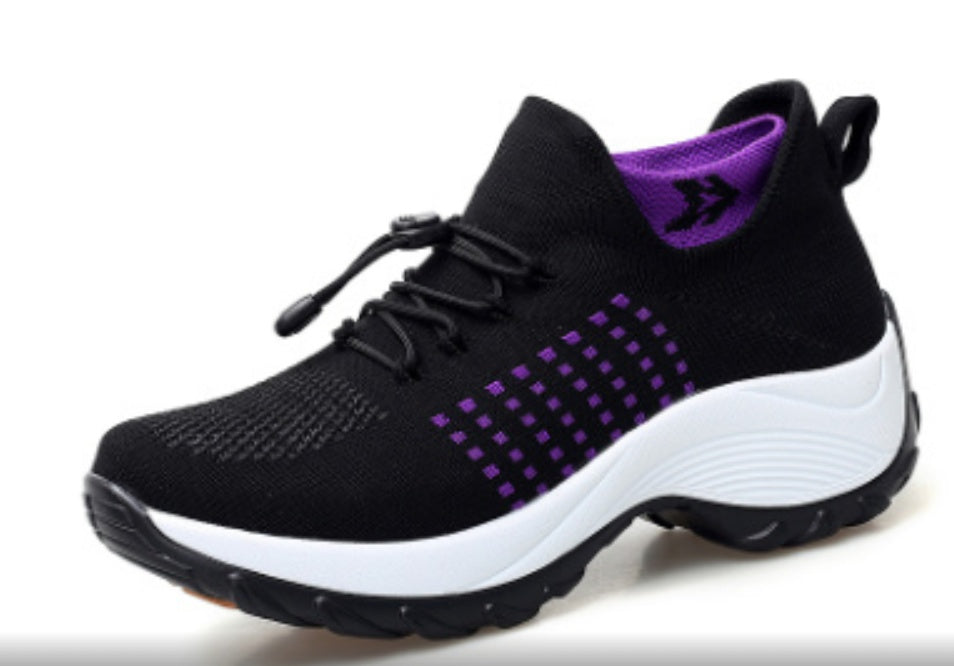 Sarah Express Breathable Mesh Sock Sneakers with Cross-Straps
